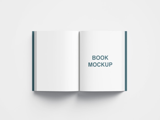 top side view of mockup of book first page