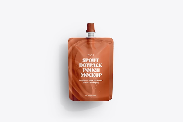 PSD top spout plastic juice doypack packaging mockup con tappo a vite