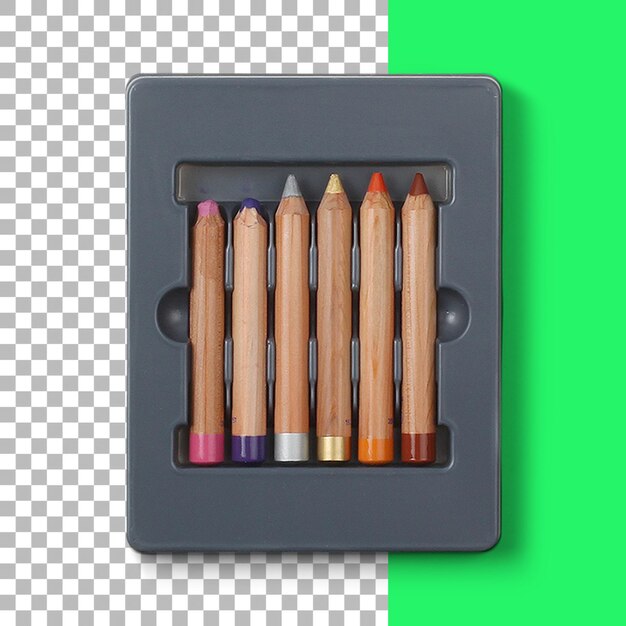 Top up view crayon sets with transparency background