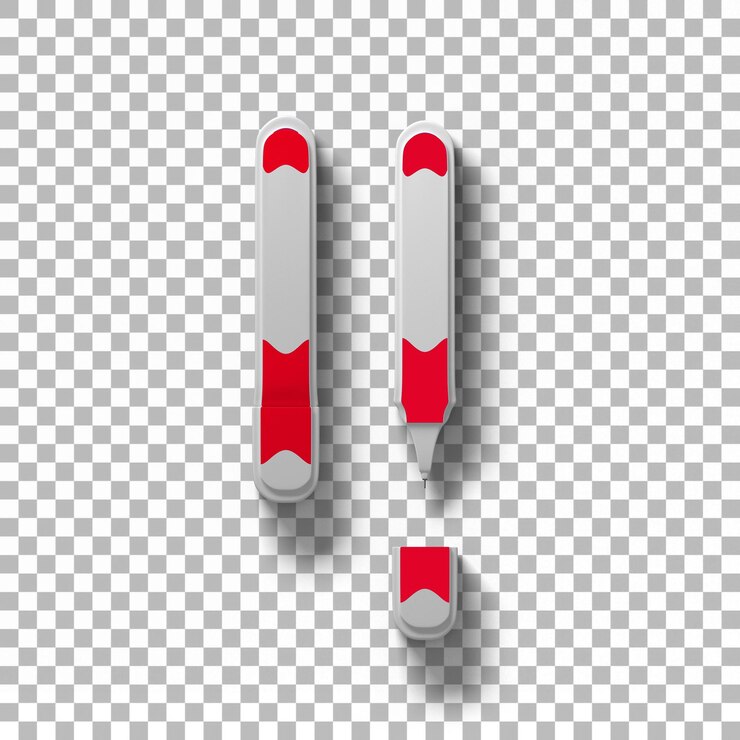 PSD top up view red corrector pens with transparency background