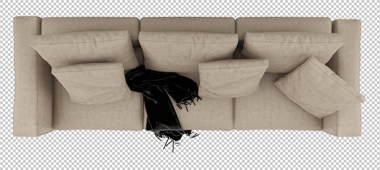 PSD top view 3 seater cotton transparent. png