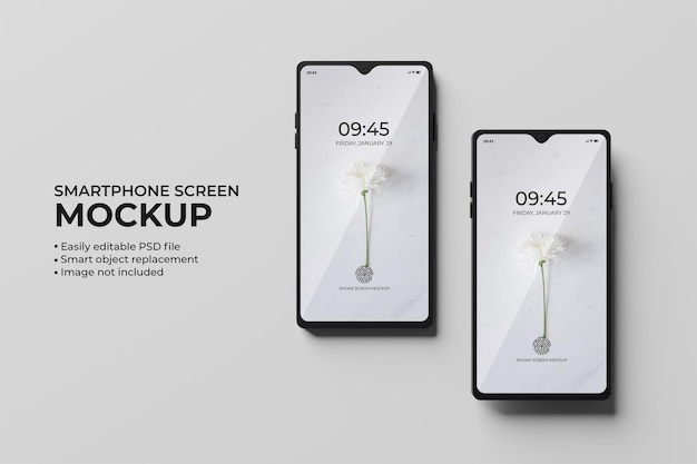 PSD top view 3d smartphone screen mockup