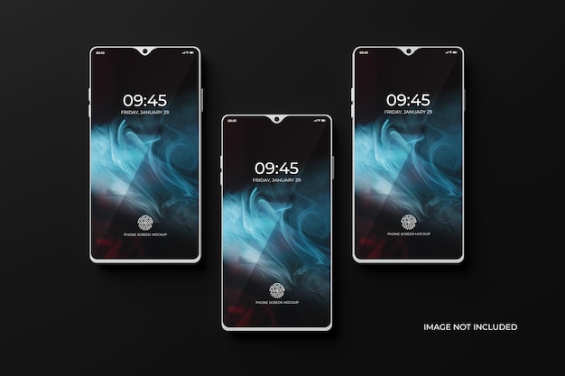 PSD mockup di schermo dello smartphone 3d vista dall'alto