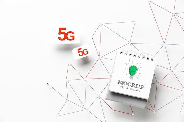 PSD vista dall'alto sul design del mockup 5g