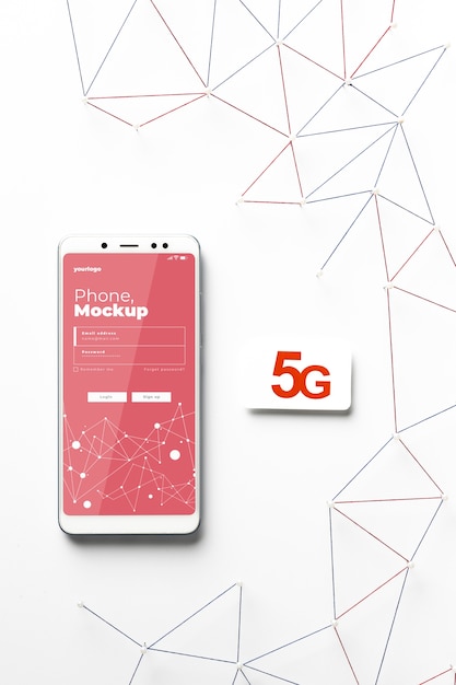 PSD top view on 5g mockup design