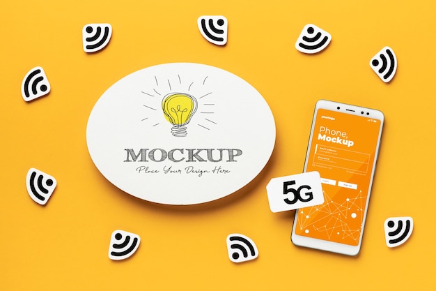 PSD top view on 5g mockup design