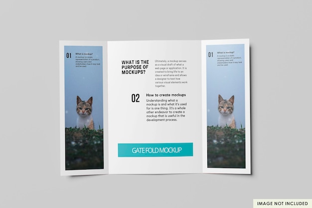 PSD top view a4 gatefold brochure mockup