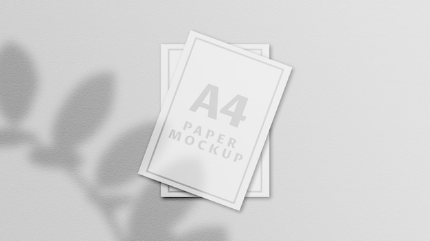 PSD mockup di carta a4 vista dall'alto