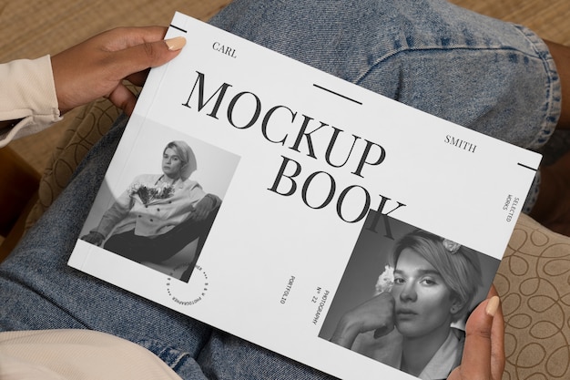 PSD top view adult landscape book mockup