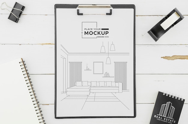 PSD design dell'architettura vista dall'alto con mock-up