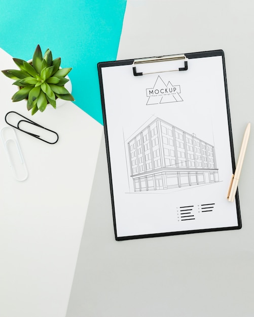 PSD design dell'architettura vista dall'alto con mock-up