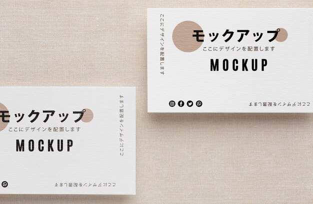 Top view arrangement of business visiting card