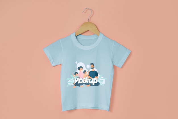 PSD vista dall'alto sull'abbigliamento mockup di moda per bambini