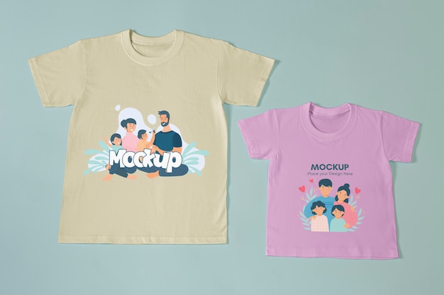 PSD vista dall'alto sull'abbigliamento mockup di moda per bambini