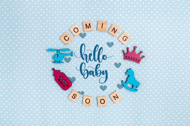 Premium PSD | Top view of baby shower decorations