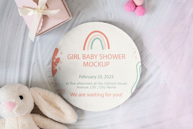 top view over baby shower mockup
