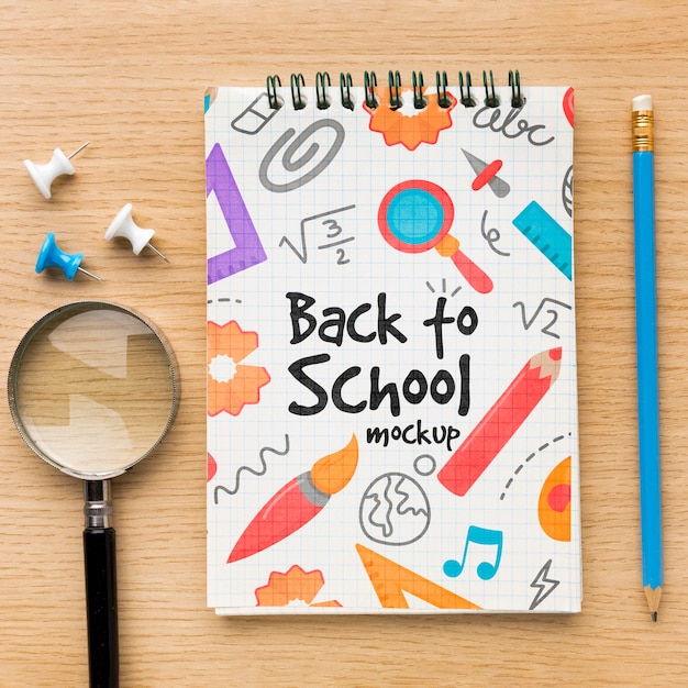 top view back to school arrangement mock-up