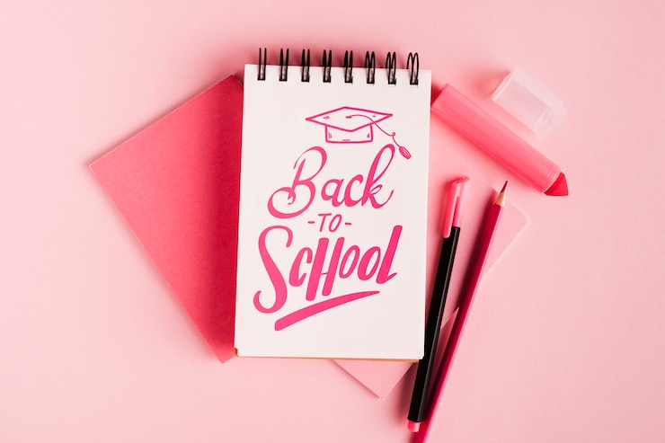 PSD top view back to school notepad
