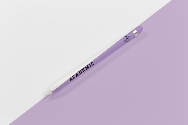 PSD top view of back to school pen to write