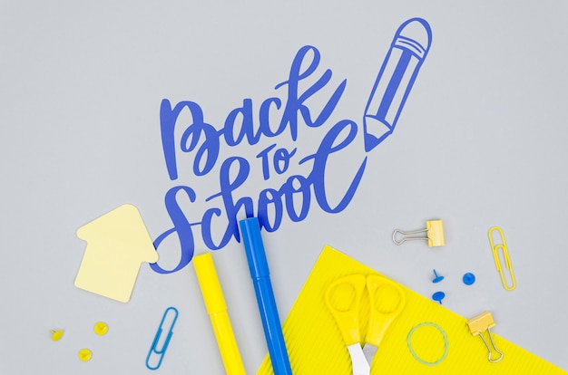 PSD top view back to school with grey background
