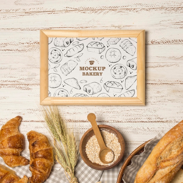 PSD top view of bakery concept mock-up