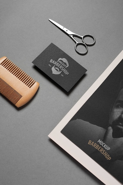 PSD top view on barbershop items mockup