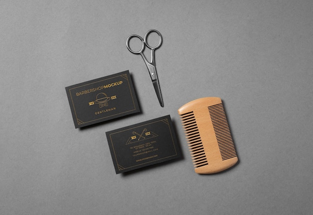 PSD top view on barbershop items mockup