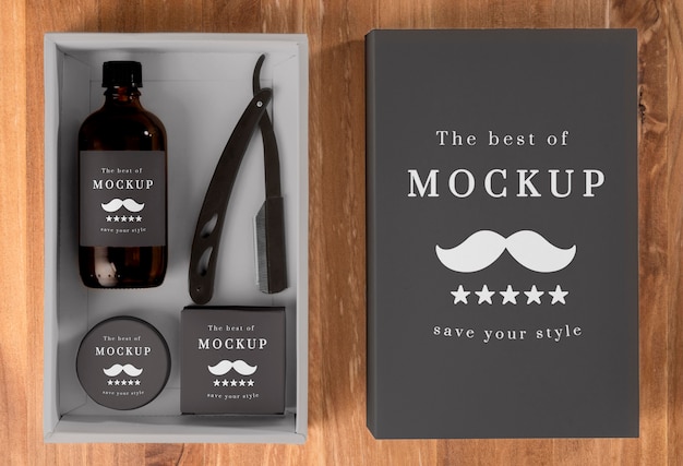 Top view of barbershop products pack