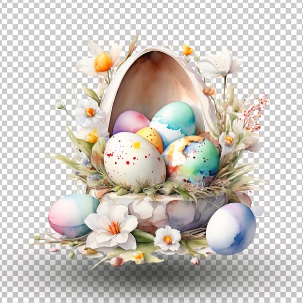 Top view beautiful easter sunday arrangement with transparent background