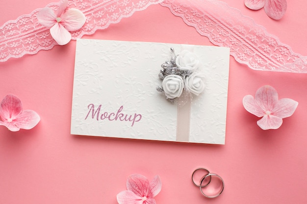 Top view of beautiful wedding concept mock-up