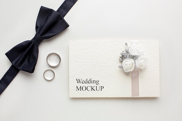 PSD top view of beautiful wedding concept mock-up