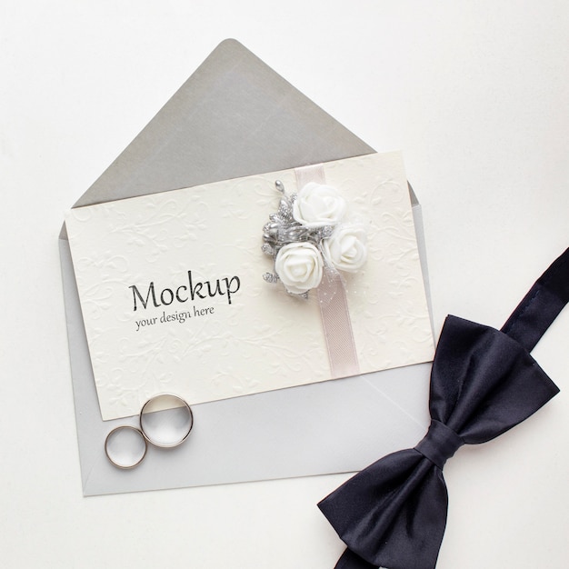 PSD top view of beautiful wedding concept mock-up