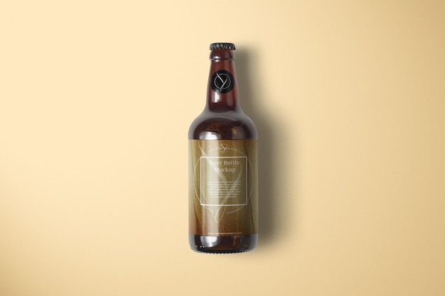 トップ ビュー ビール瓶のモックアップ