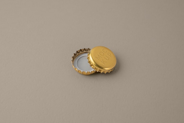 PSD top view on beer cap mockup