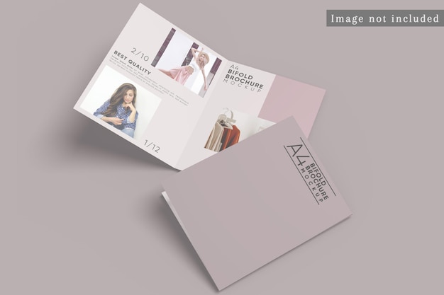 PSD top view of bifold brochure mockup