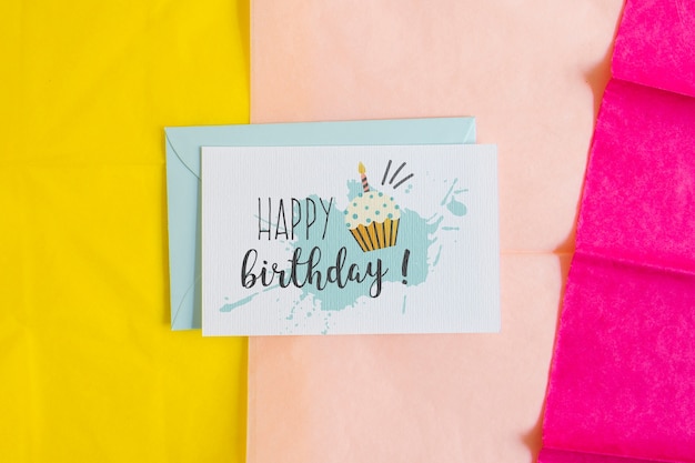 PSD mockup di biglietto d'auguri vista dall'alto