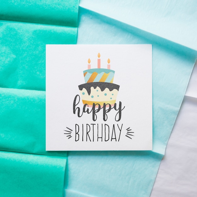 Top view birthday card mockup