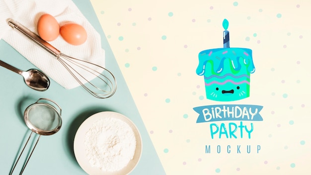 PSD concetto di compleanno vista dall'alto con mock-up