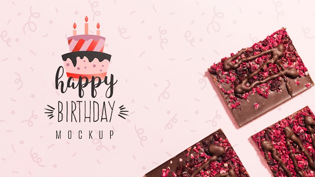 Top view birthday concept with mock-up