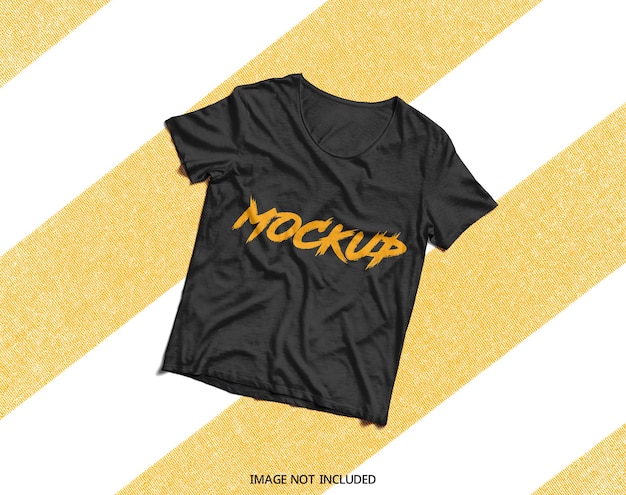 Premium PSD | Top view on black t-shirt mockup