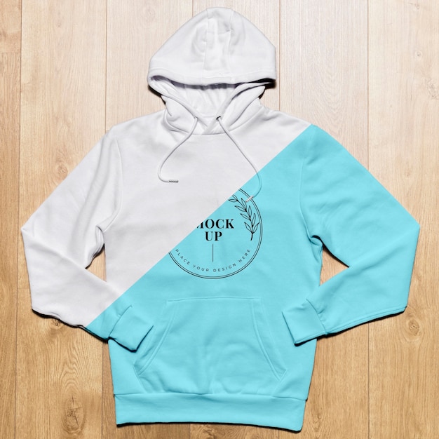 Top view blue hoodie mock-up