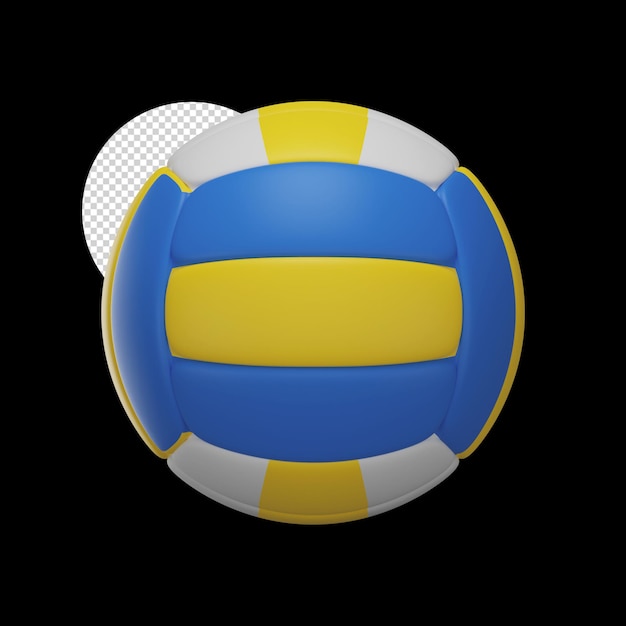 Top View Of Blue And Yellow Volleyball 3D Icon Against Black Background