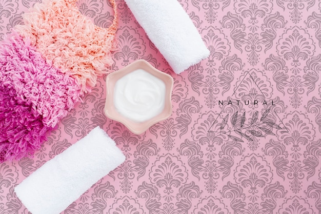 top view of body butter on plain background mock-up