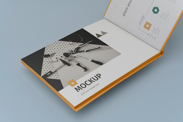 PSD vista dall'alto sul design del mockup del libro di marca