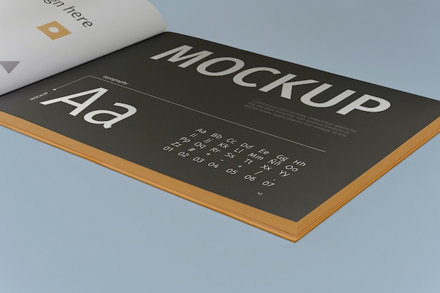 PSD vista dall'alto sul design del mockup del libro di marca