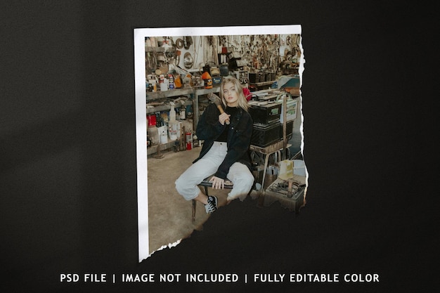 top view of burnt photo film frame mockup