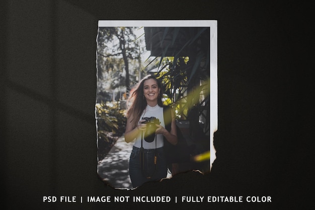 top view of burnt photo film frame mockup