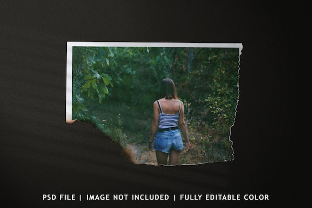 top view of burnt photo film frame mockup