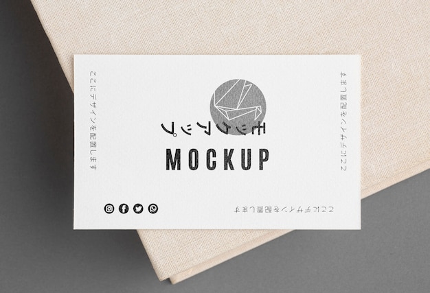 Top view business card mock-up composition