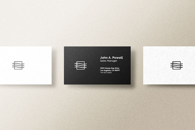 Top view on business card mockup isolated